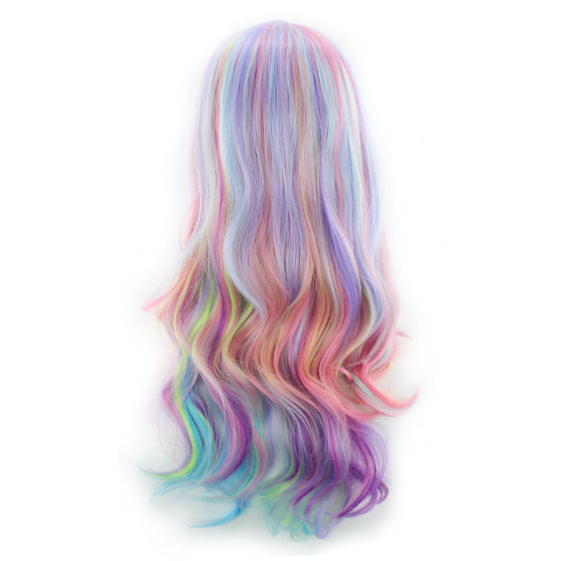 Colorful Long Curly Synthetic Wig for Women - Heat-Resistant & Dyeable