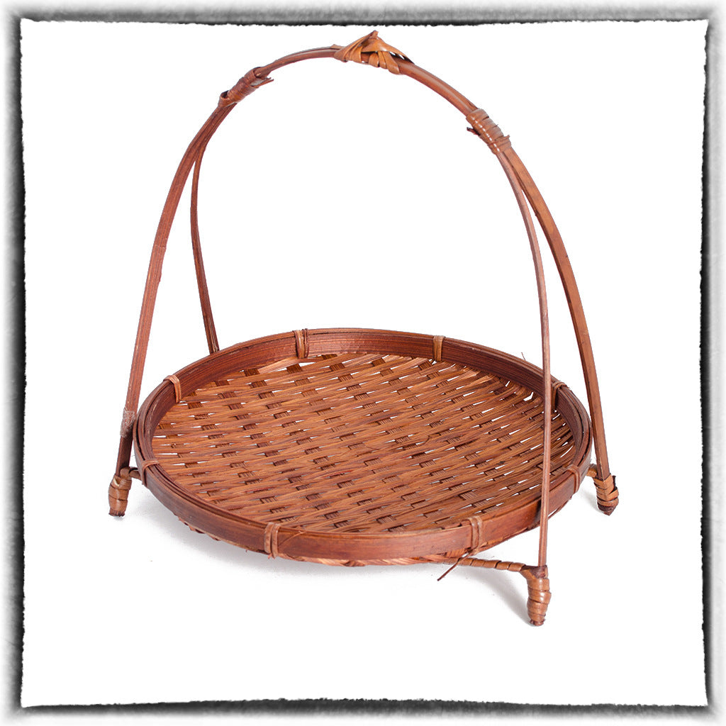 Bamboo Fruit Tray and Storage Basket - Handmade Rattan Home Decor, Brown