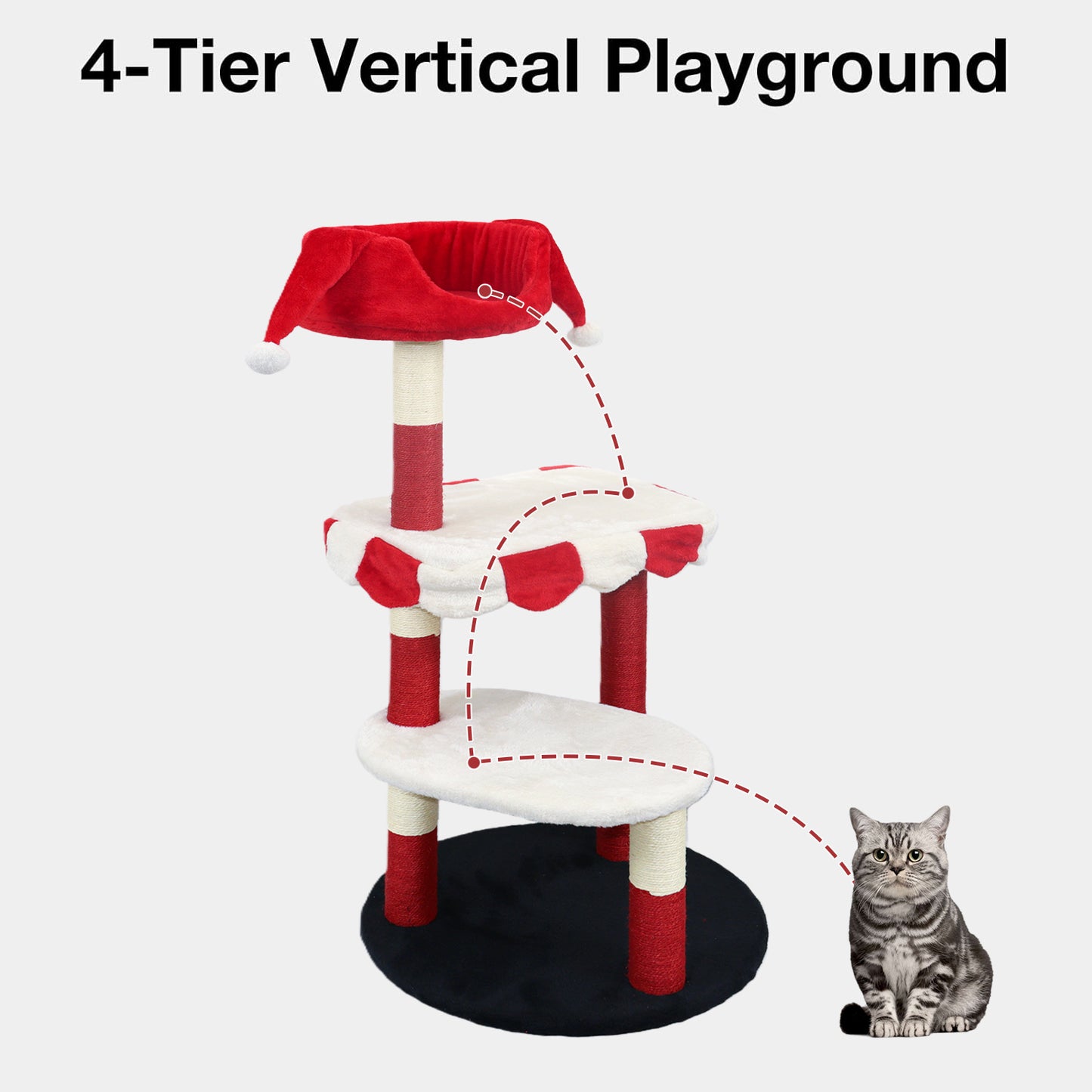 Red Multi-Level Cat Tree with Cozy Perch & Scratching Posts - Clown Design