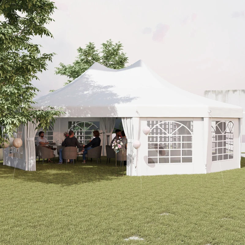 Extra-Large White Canopy Party Tent with Pull-Back Doors