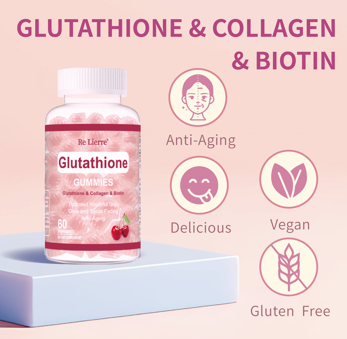 Glutathione Collagen Gummies - Cherry