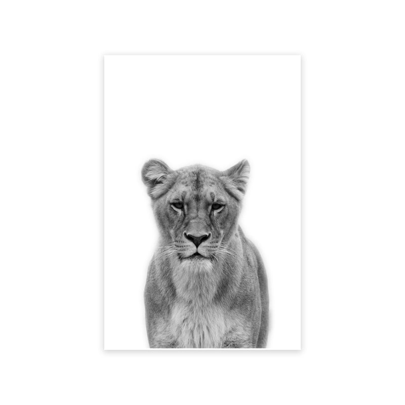 Black and White Animal Watercolor Wall Art Poster - Abstract Canvas Decor