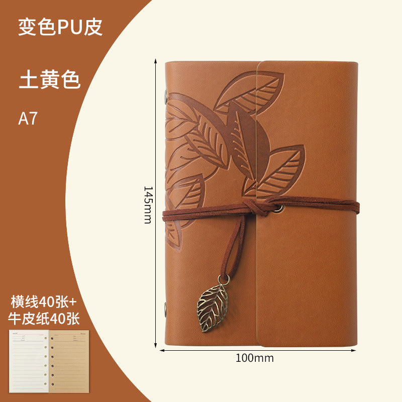 Vintage Travel Notebook - Loose Leaf Diary with Imitation Leather Cover