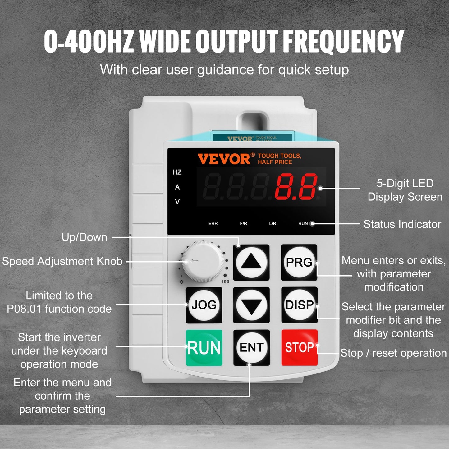 VFD 7.5KW 34A 10HP Variable Frequency Drive for 3-Phase Motors