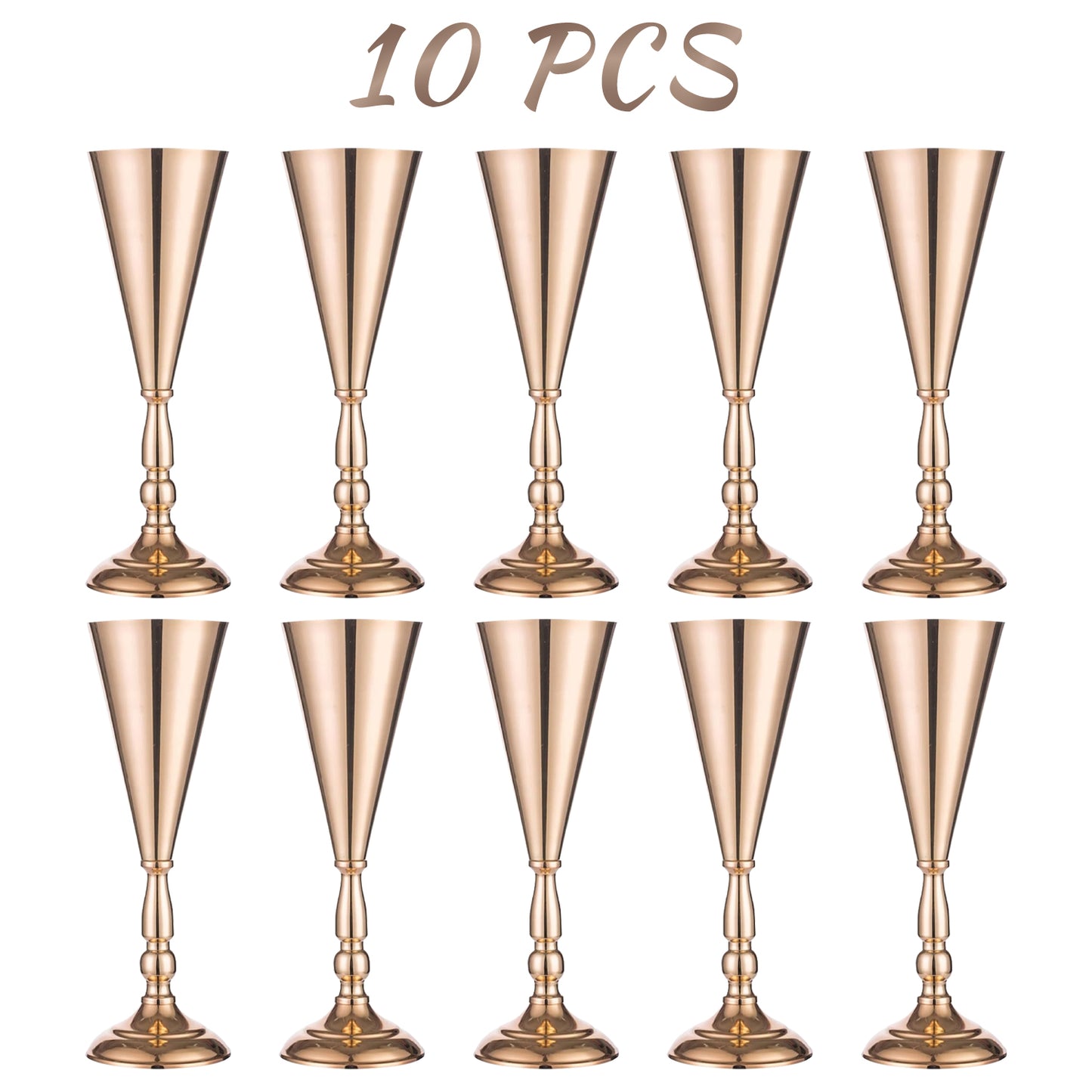 2 Pack Golden Metal Flower Vases for Wedding Centerpieces