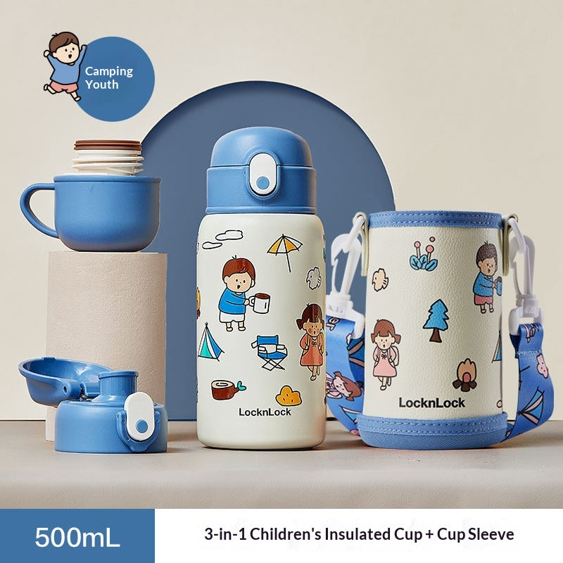 Insulated Children's Straw Cup with Adjustable Strap - 500ml Capacity