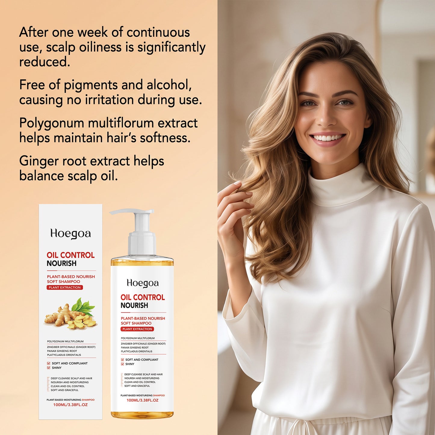 Ginger Oil-Control Shampoo for Soft and Silky Hair - 100ml