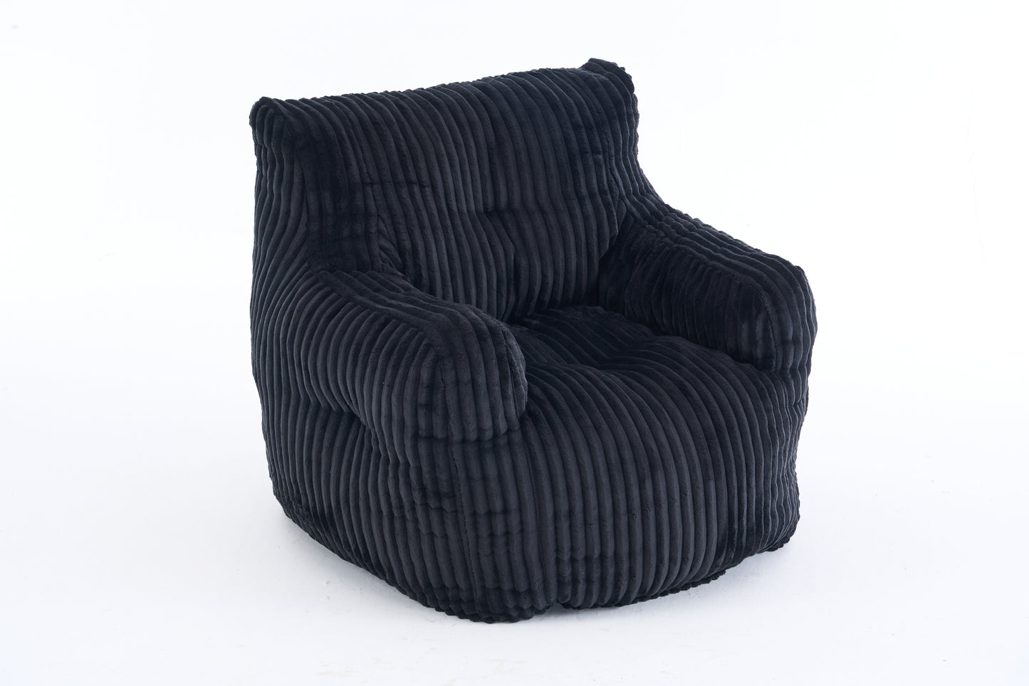 Soft Fluffy Corduroy Bean Bag Chair with Memory Foam - Black