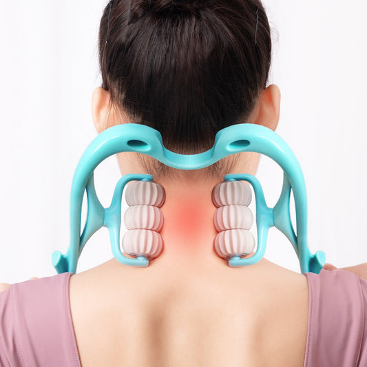 Manual 6-Roller Cervical Neck Massager - Deep Tissue Trigger Point Relief