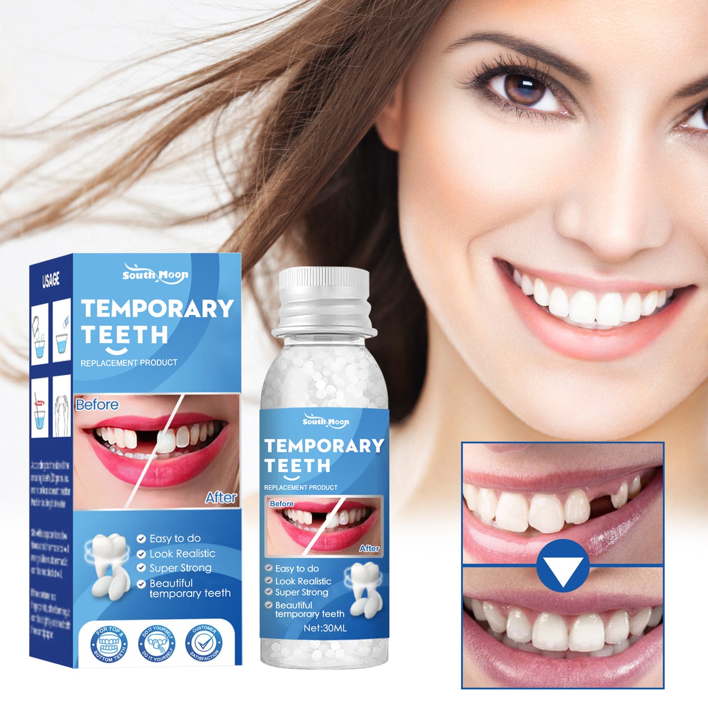 Temporary Tooth Repair Kit - Moldable Dental Filling Gel for Missing Teeth