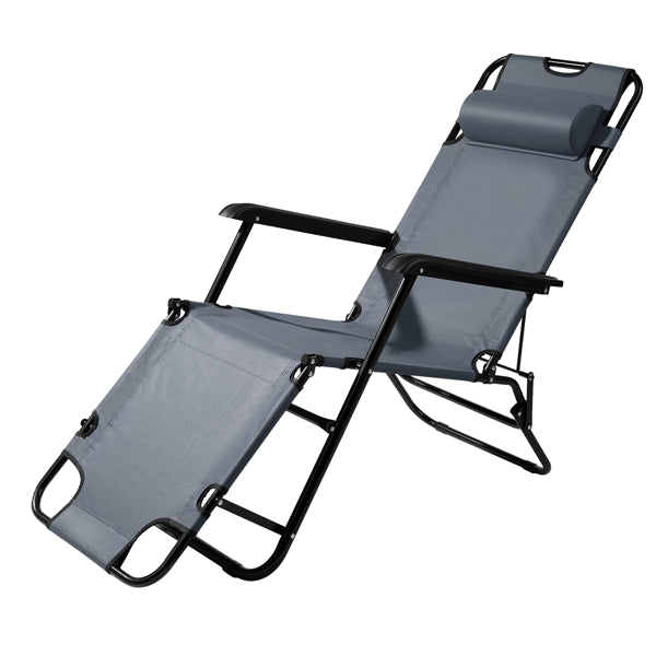 Portable Folding Reclining Chair - Grey, Dual Purpose