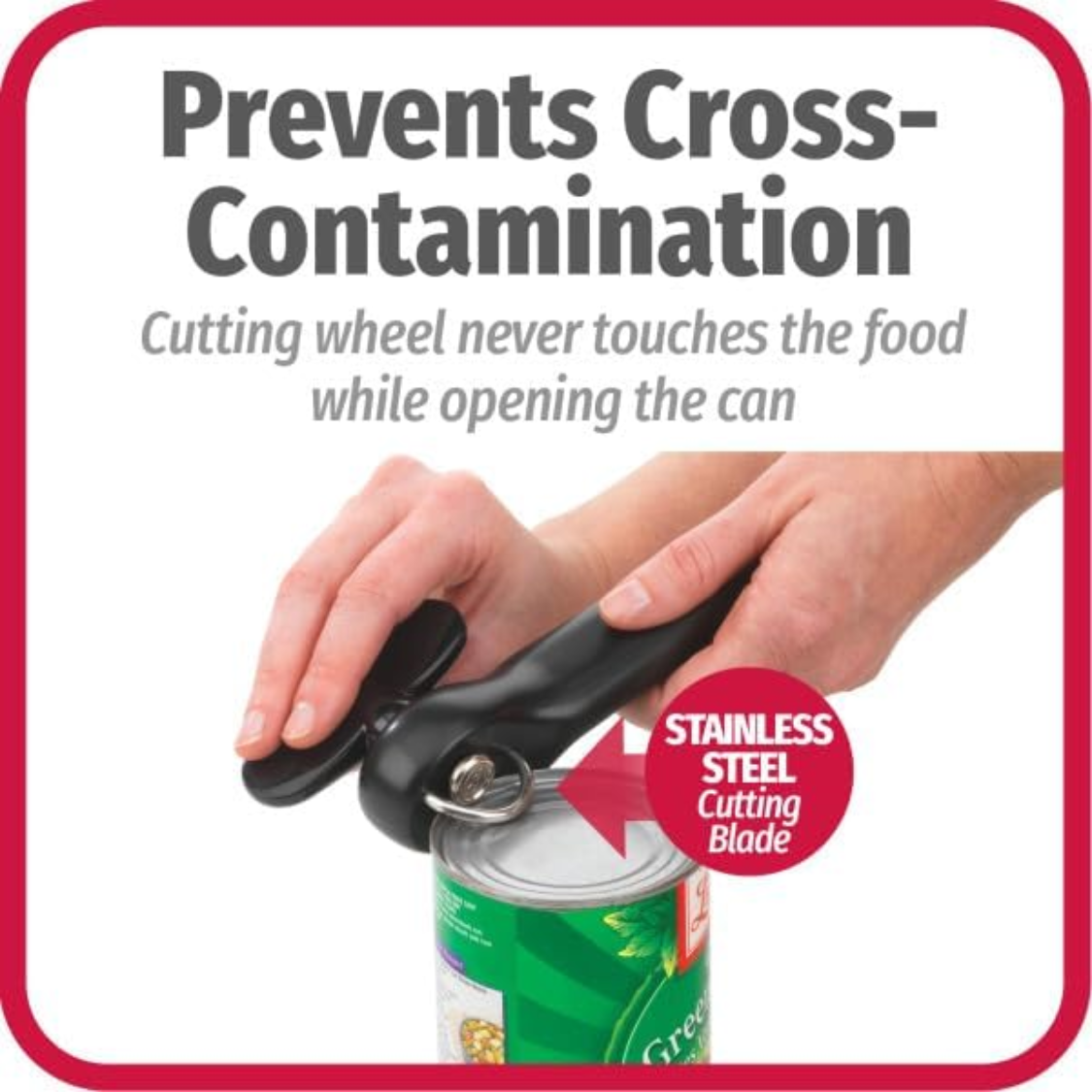 Can Opener, Safe Cut Manual No Sharp Edges, Black