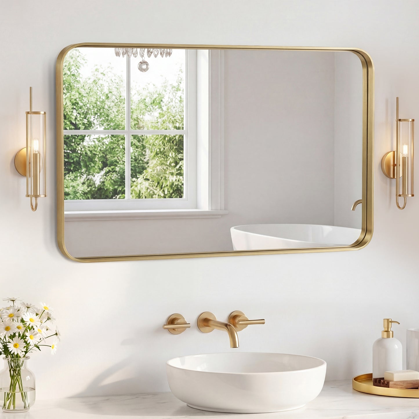 Rectangular Metal Frame Wall Mirror - Modern Decorative Home Decor