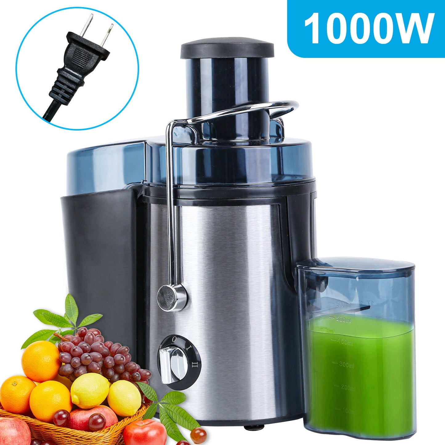 Electric Juicer with 2 Speeds & 2.6in Wide Feed Chute