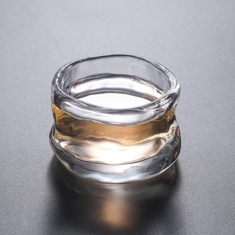 Heat-Resistant Glass Teacup Set with Hammered Pattern - Thick Tea Cups