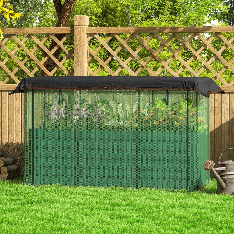 Galvanized Steel Raised Garden Bed with Crop Cage & Shade Cloth - Outdoor Plant Protector