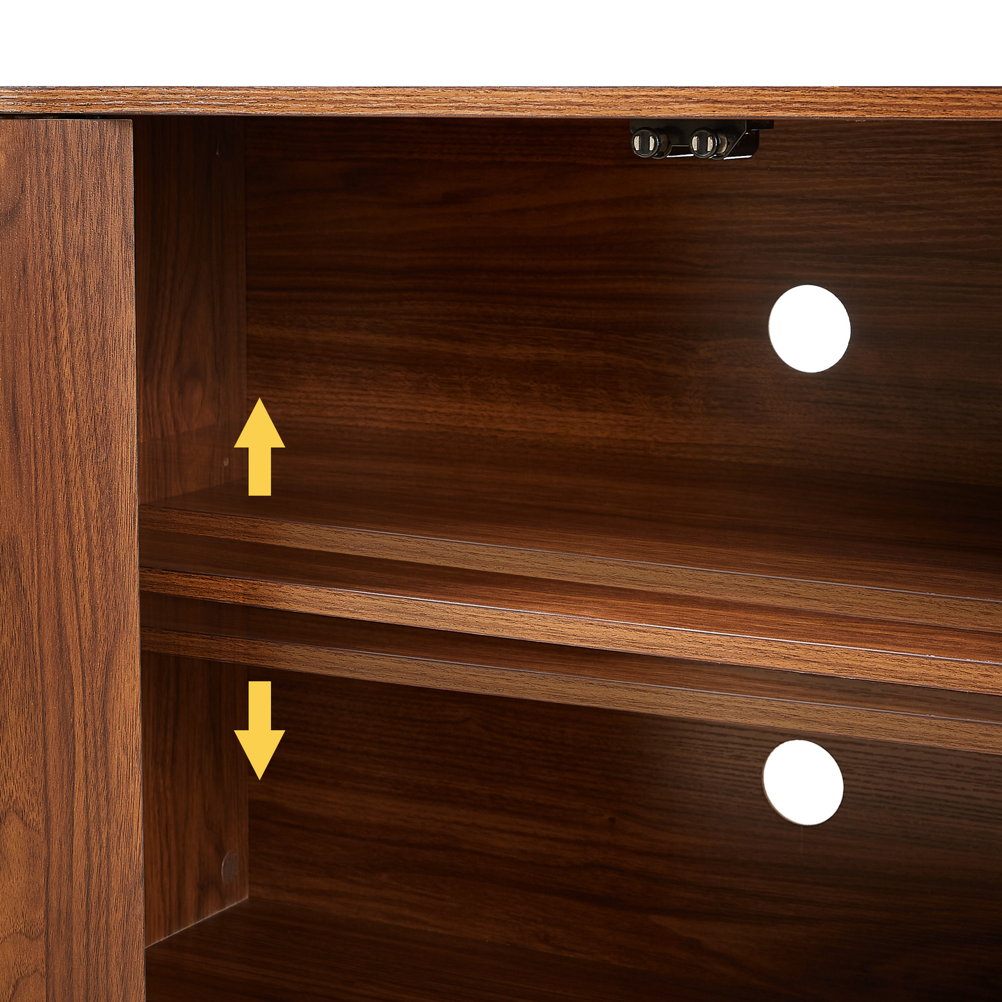 Walnut Sideboard Storage Cabinet with Wave Pattern - 64"