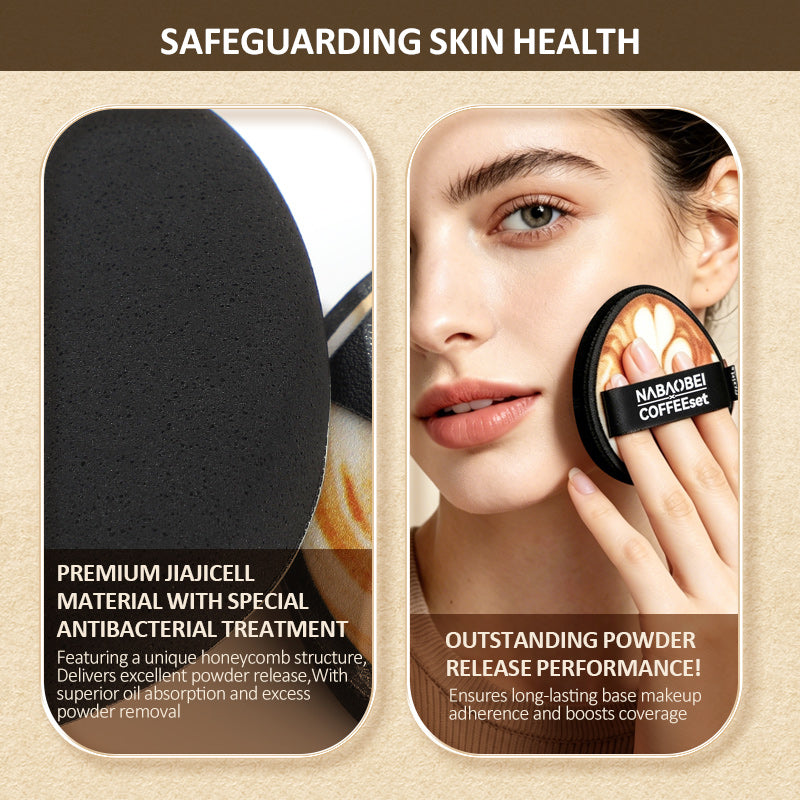 Caramel Macchiato Makeup Sponge Set - 3-Piece Soft Air-Cushion Puff Combo