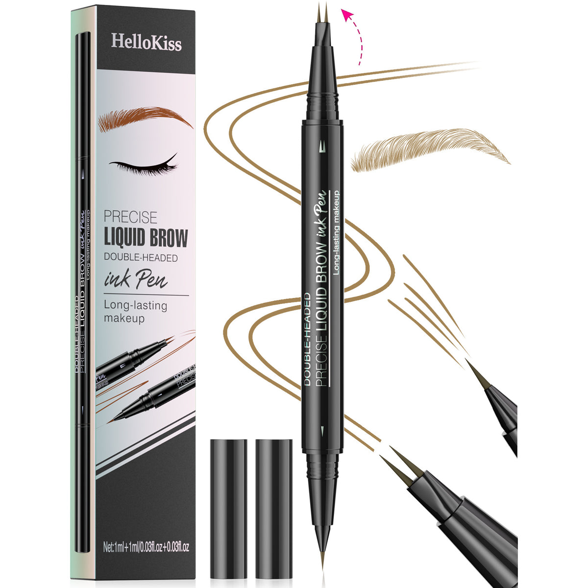 Waterproof Double-Head Eyebrow Pencil 2-in-1 Liquid & Powder Makeup Set
