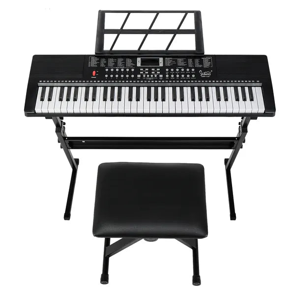 61 Key Electronic Keyboard with Stand, Bench, Speakers & Microphone