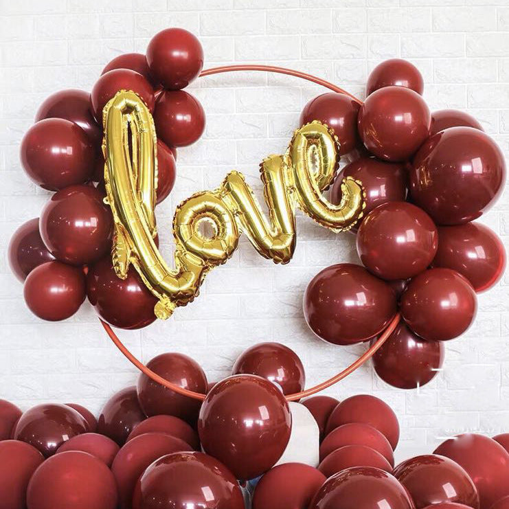 Garnet Red Latex Balloon Set - 50 Double-Layer & 50 Metallic Gold Party Balloons