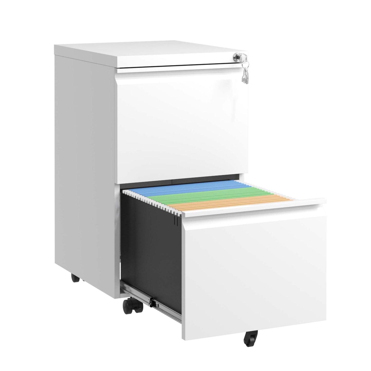 2 Drawer Metal Mobile File Cabinet, Rolling Cabinet With Lock For