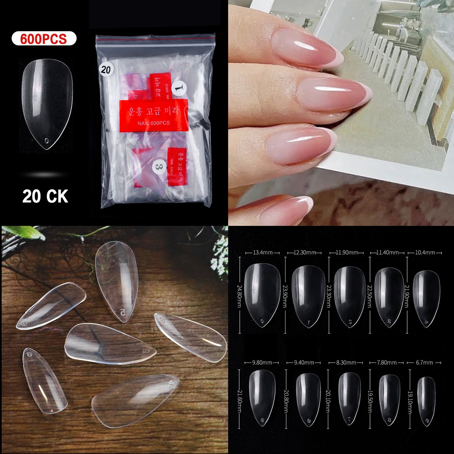 French Pointed Non-Marking Ballet Nail Art Tools - Transparent
