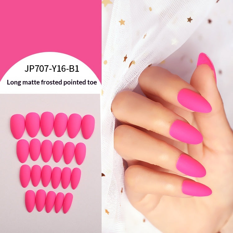 Women’s Solid Color Frosted Matte False Nails with Starry Sky Design