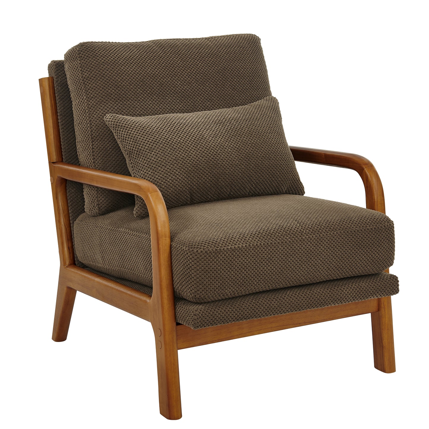 Mid-Century Modern Wooden Lounge Chair - Coffee Upholstery