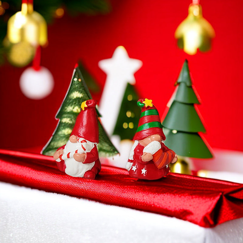 Resin Christmas Ornaments Set - Santa Claus Holiday Decor, Small Decorative Figurines