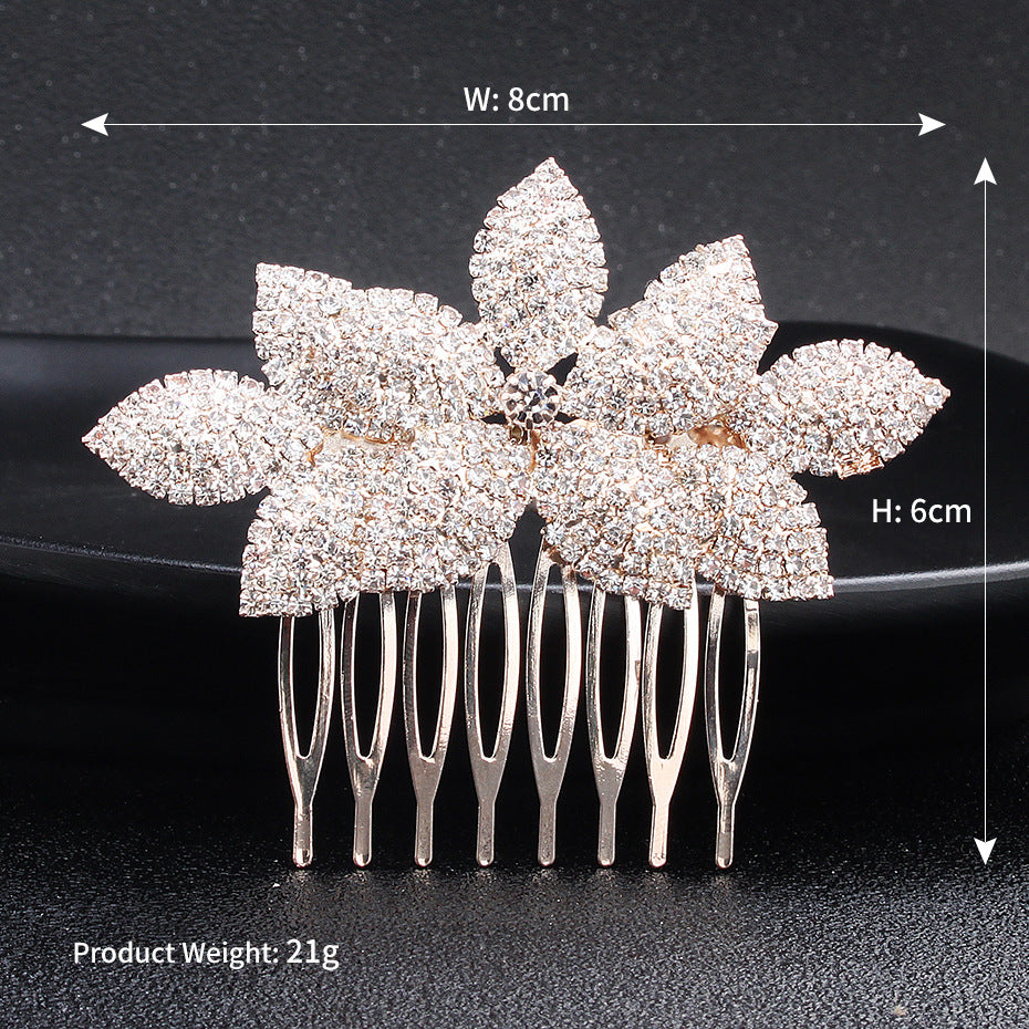 Elegant Bridal Rhinestone Hair Comb with Flower Design - Wedding Accessories