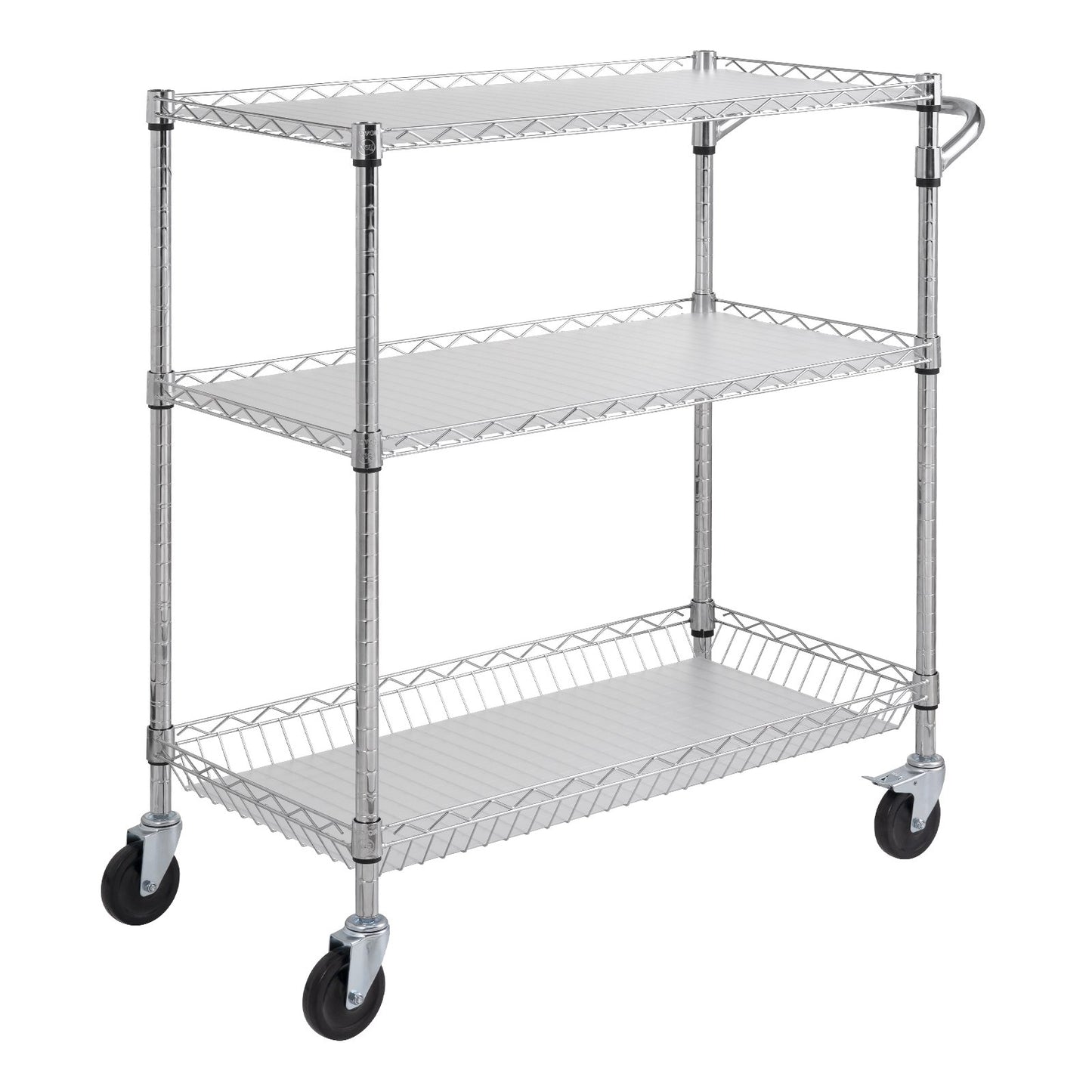 3-Tier Rolling Utility Cart - Adjustable Shelves, 661 lbs Capacity