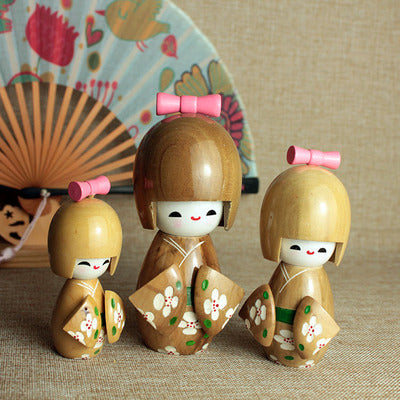 Japanese-Style Kimono Doll for Sushi Restaurant Decor - Handmade Wooden Figurine