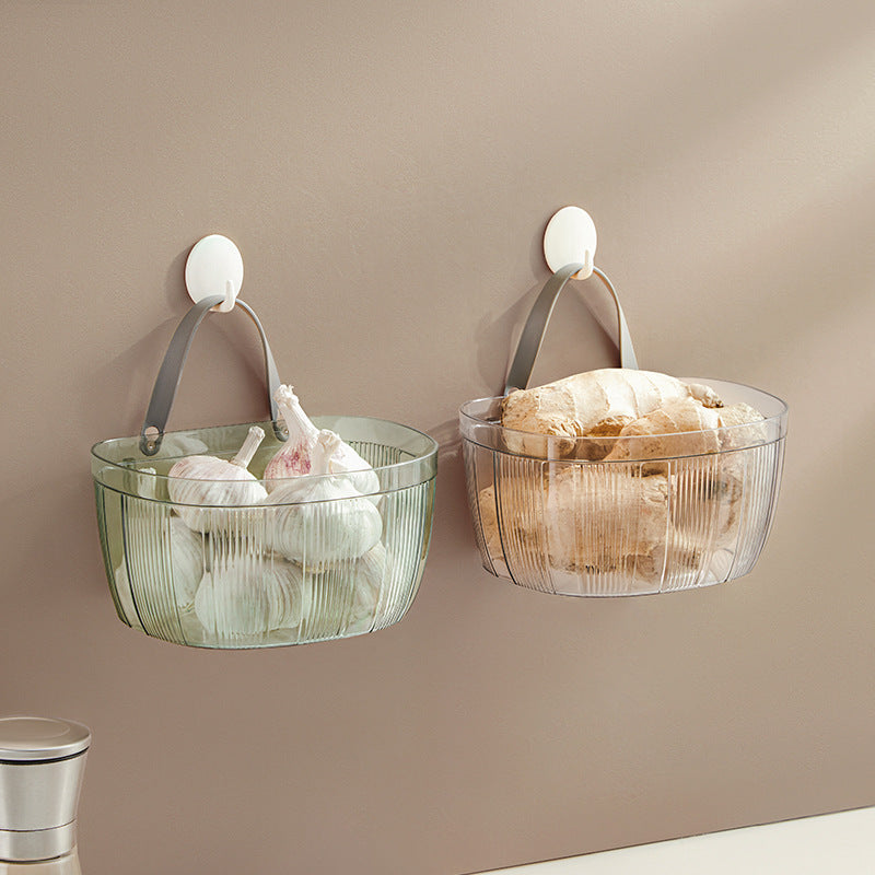 Wall-Mounted Storage Basket with Adhesive Backing for Kitchen, Bathroom & Home Organization