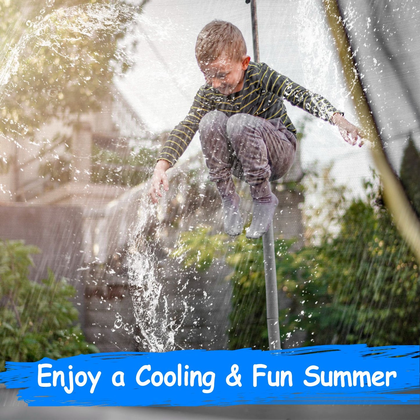 Kids Trampoline Sprinkler Water Park Toy 39ft Outdoor Water Game Summer Fun
