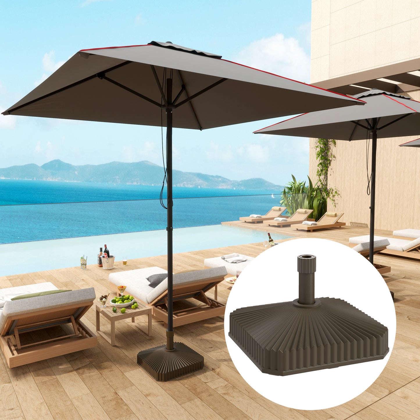 Heavy Duty Square Patio Umbrella Base - 42lbs Filled with Sand