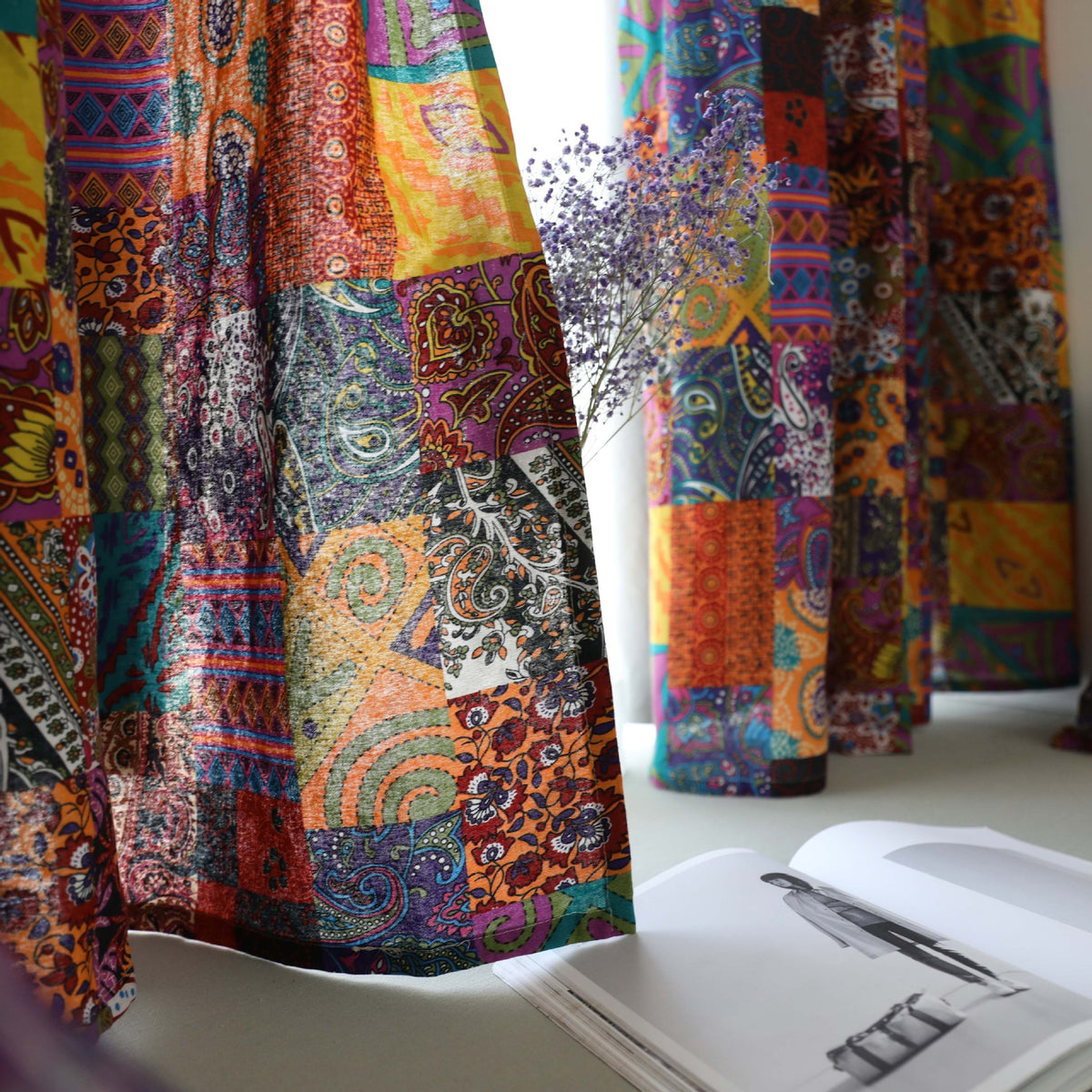 Bohemian Retro Style Cotton Linen Window Curtain for Home