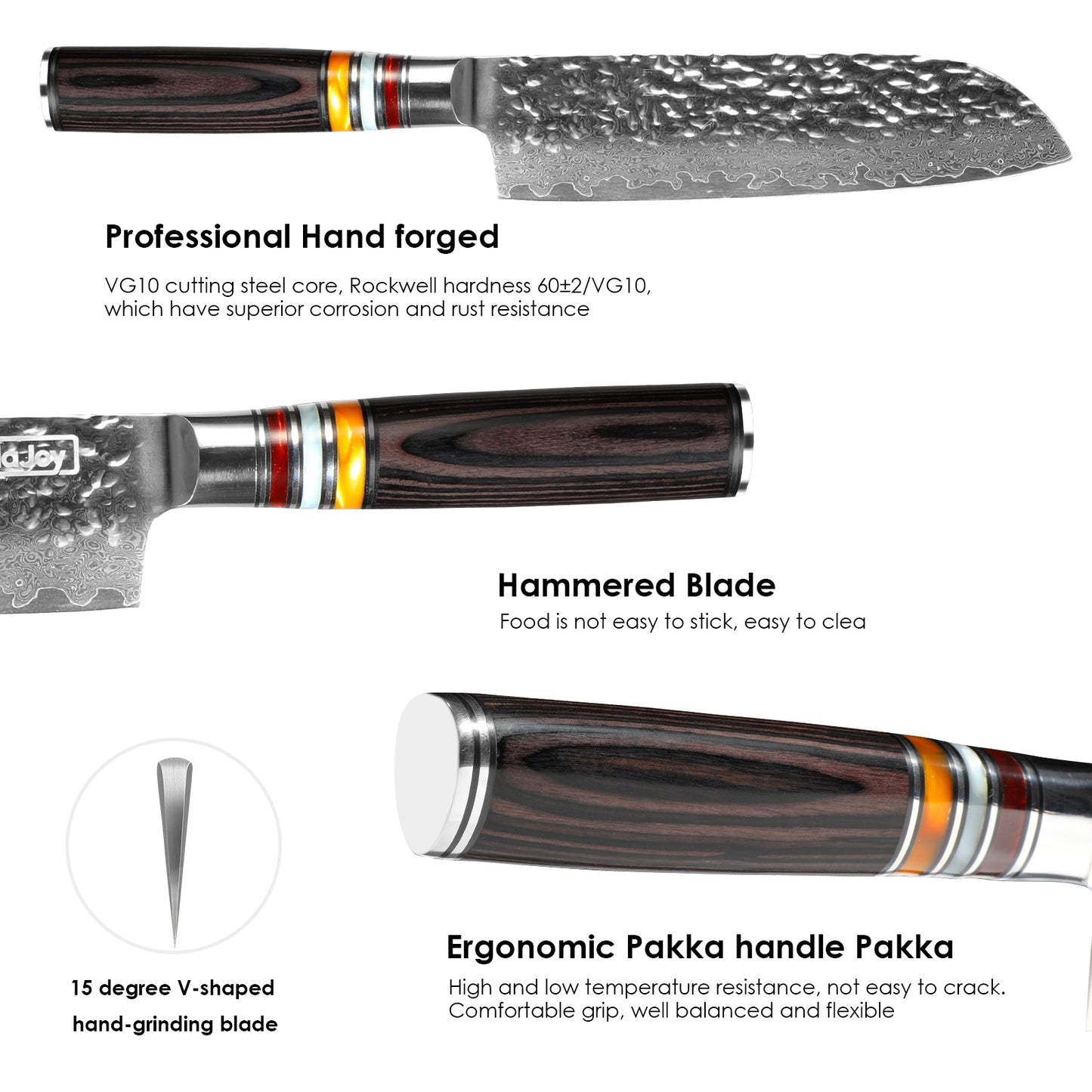 7-Inch Nakiri Chef Knife - Japanese Damascus VG-10 Steel, Pakkawood Handle