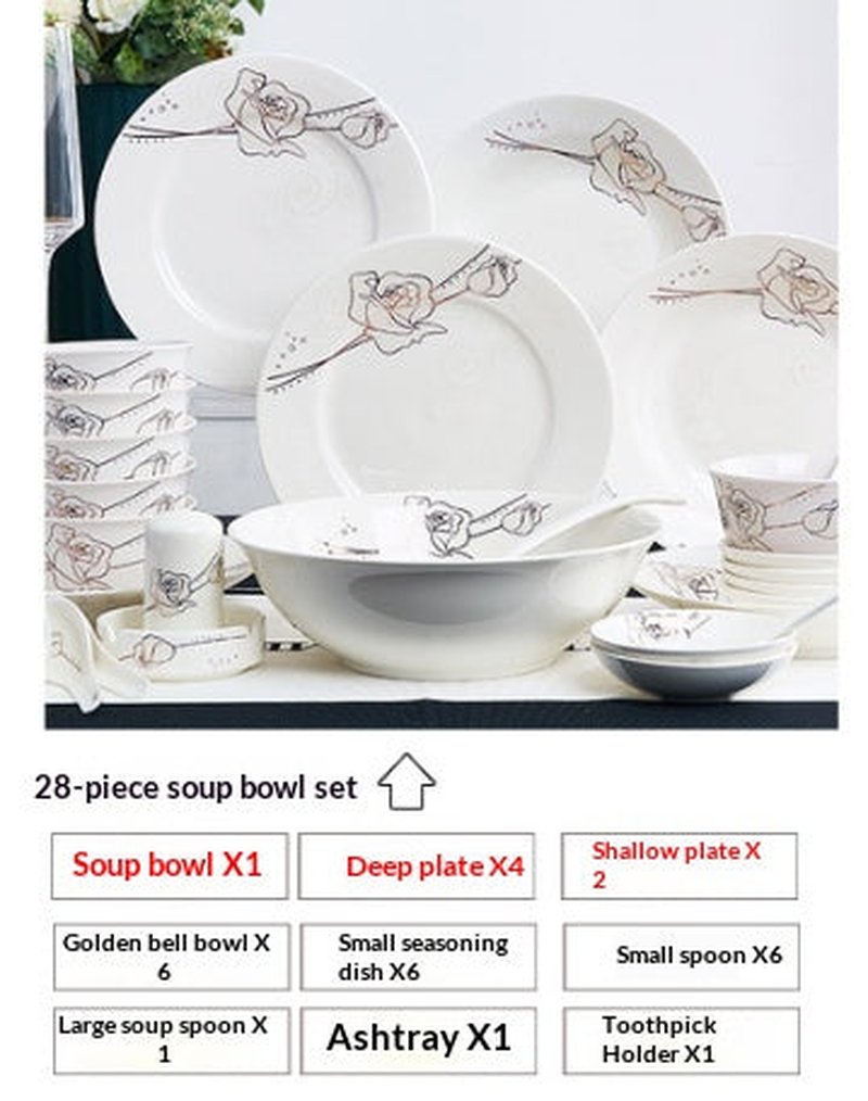 Ceramic Dinnerware Set with Bowls and Plates - Multiple Styles & Sizes