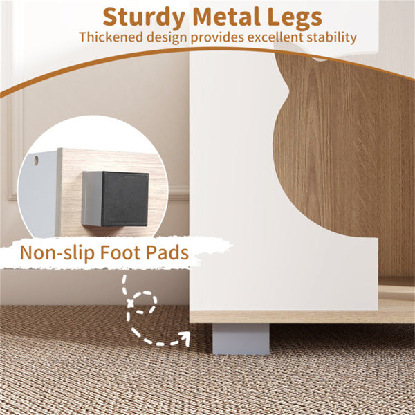 Wooden Cat House Nightstand with Metal Base - Anti-Slip Pet Furniture