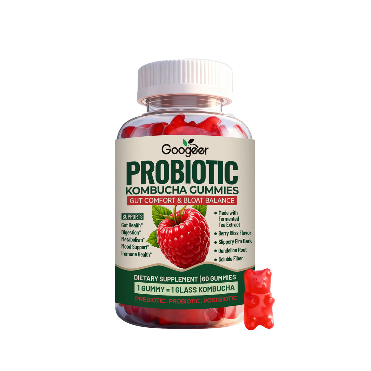 Balanced Nutritional Fudge Gummies - Probiotic & Digestive Support, 60 Pieces
