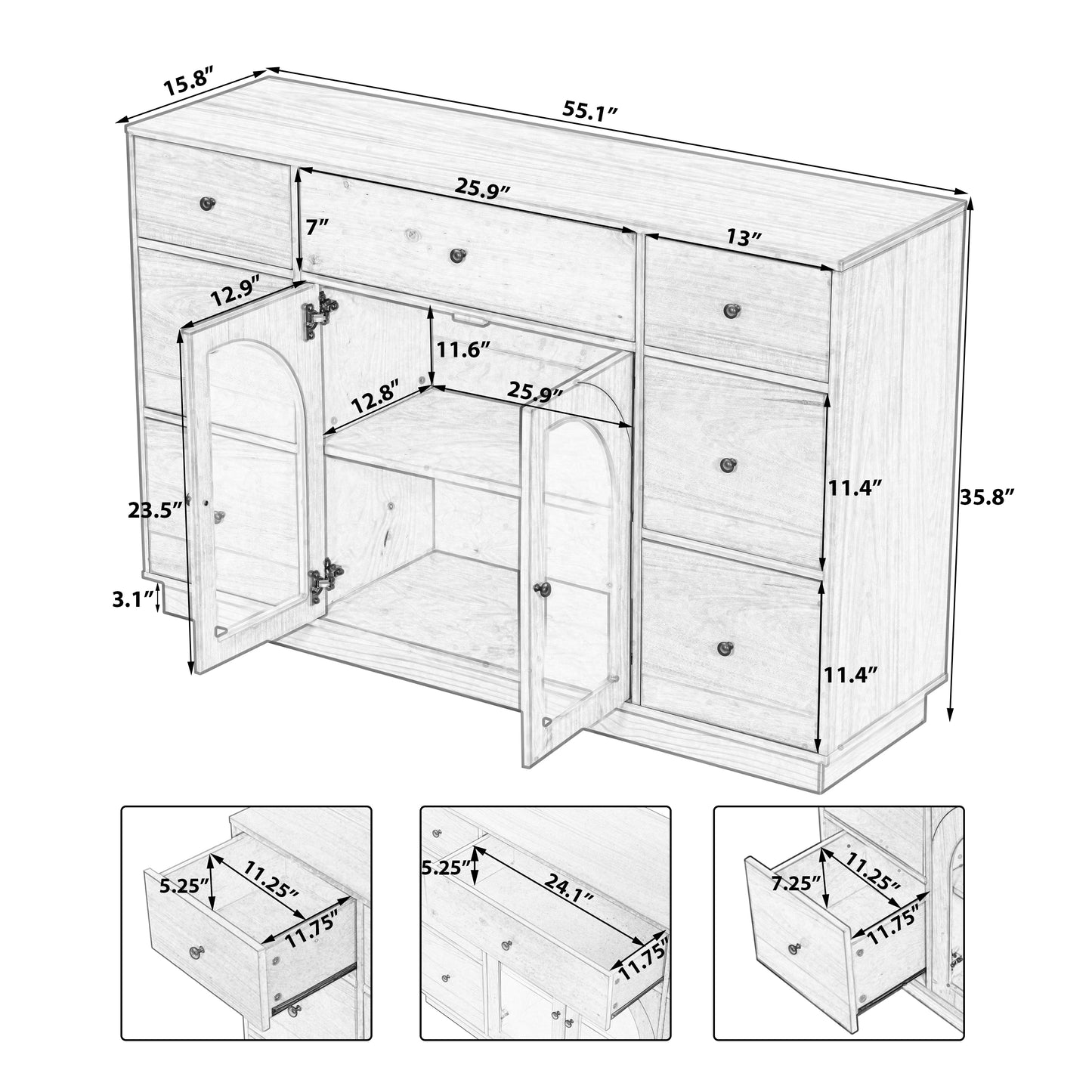 Cabinet With Storage For Living And Dining Room Entrance, Large Size,