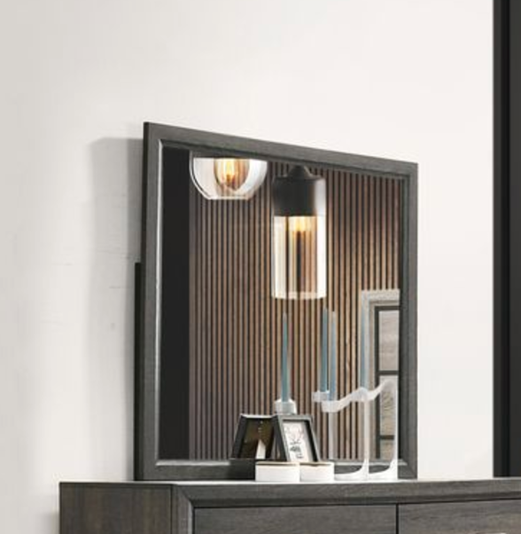 Weathered Gray Finish Mirror - Rectangular Design