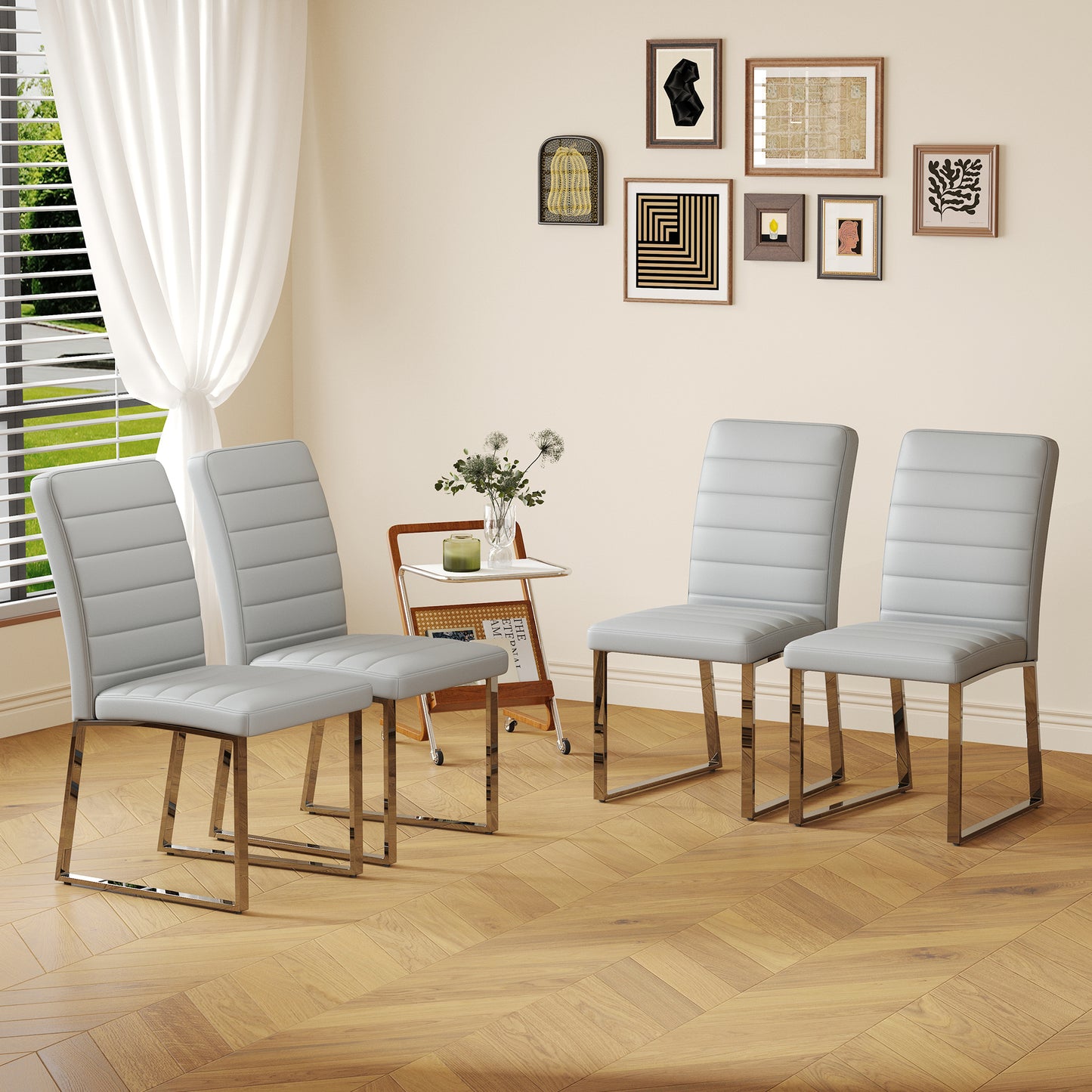 4 Pack Heavy Duty Chairs Set 2.1 Thick Cushion, Iron Frame, Perfect
