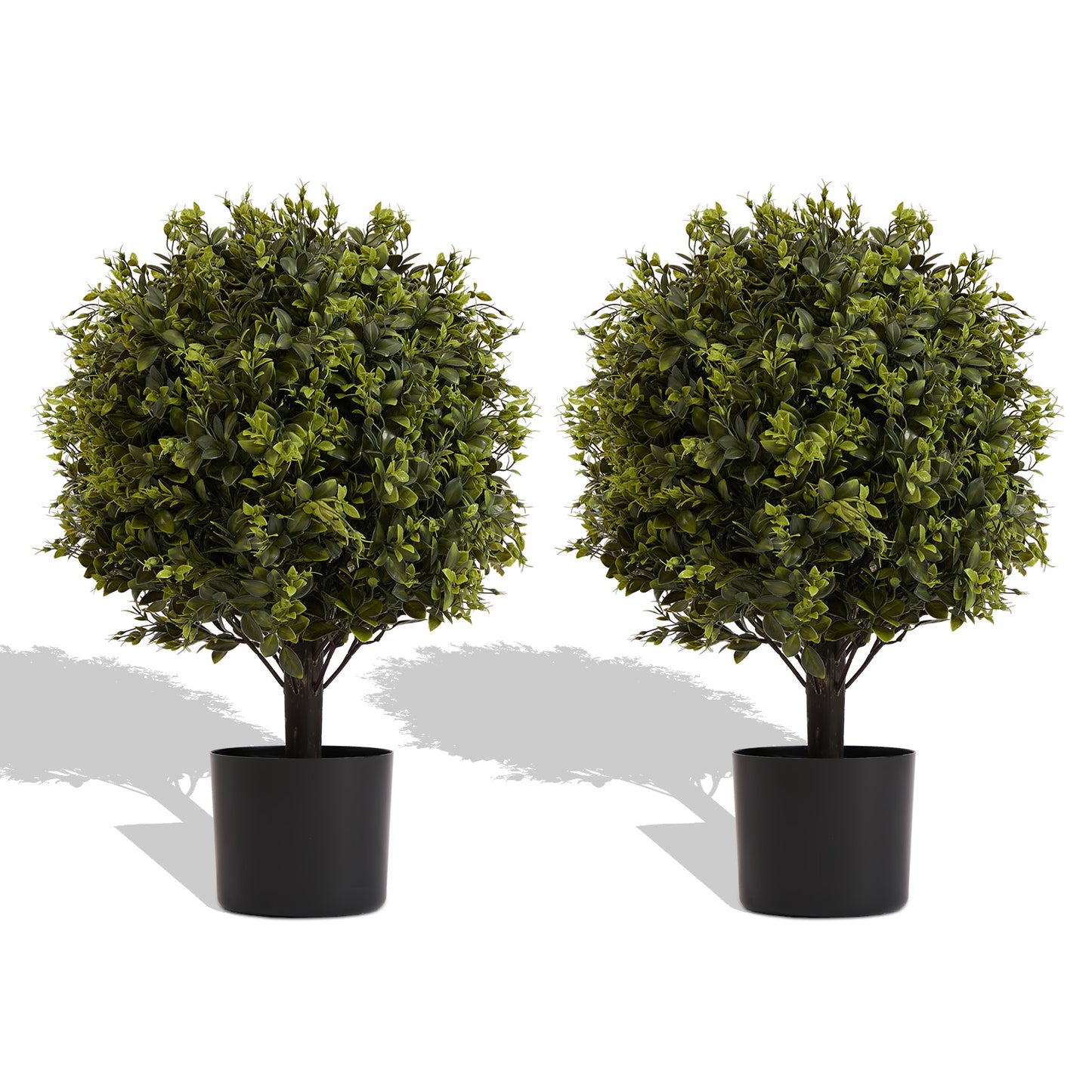 22in UV Protection Ball Topiary Tree - 2pcs Green Artificial Plants