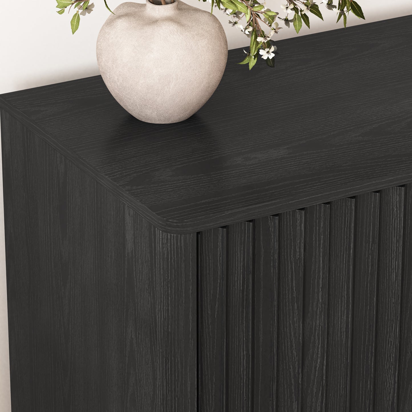 Buffet Storage Cabinet - 62.99" Wooden Sideboard with 4 Doors - Black