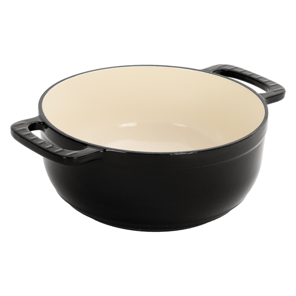 6QT Cast Iron Dutch Oven with Lid - Black Enamel Cooking Pot