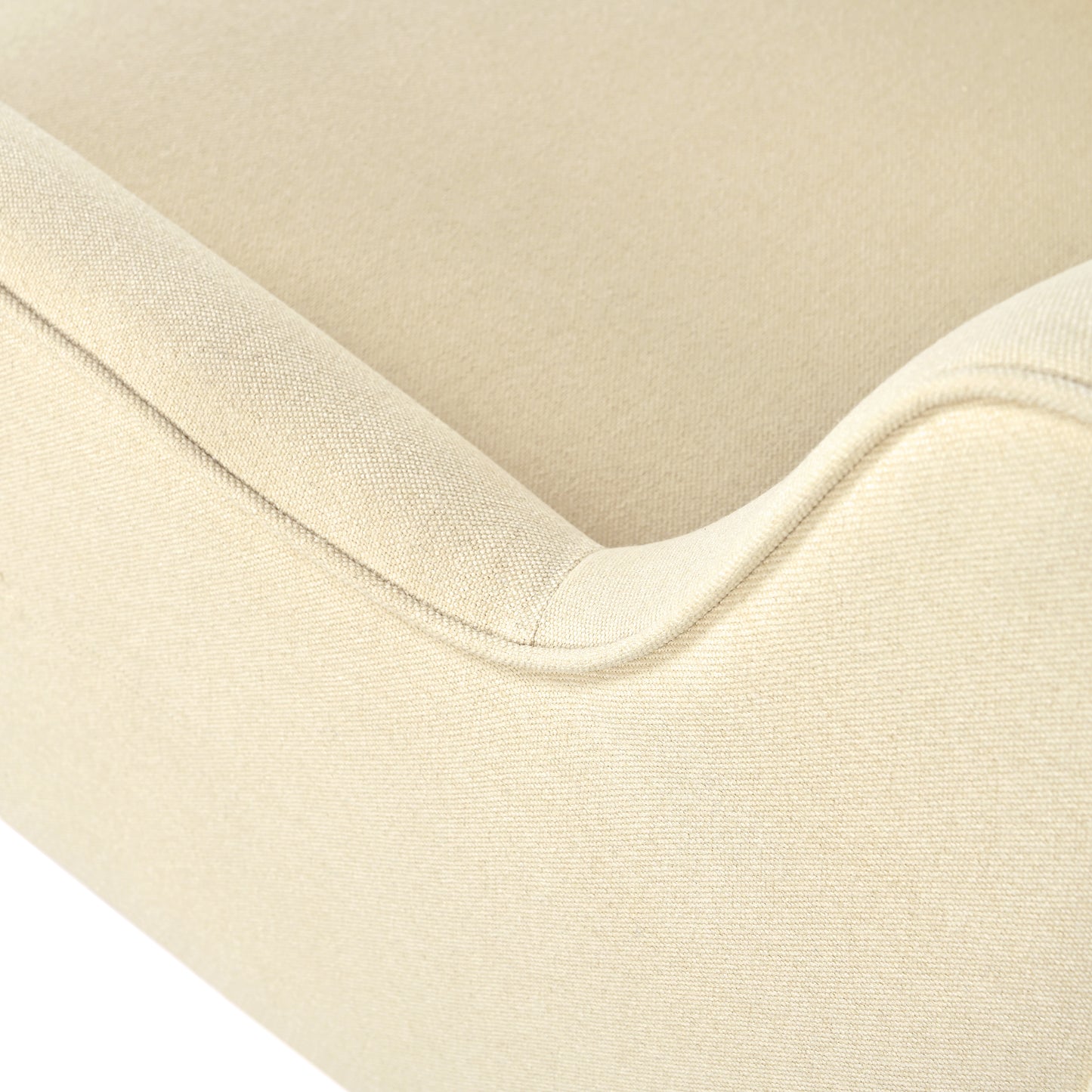Mid-Century Modern Accent Chair - Beige Tufted Fabric Armchair
