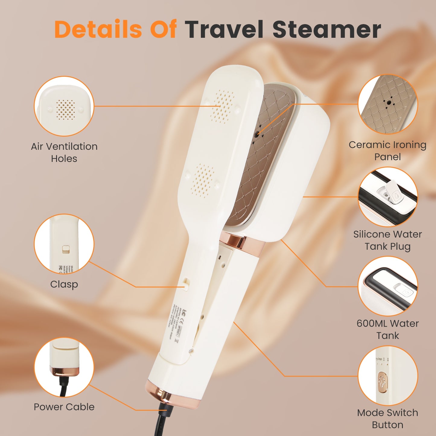 3-in-1 Travel Garment Steamer with Flip Head & Dry/Wet Ironing - 1000W Portable Iron for Clothes