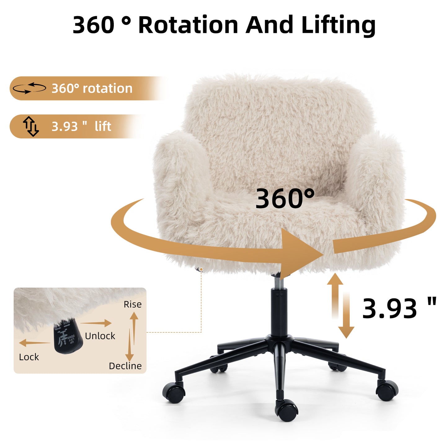 Criss Cross Chair With 5-Gear Adjustable Armrests & Wheels, Ergonomic
